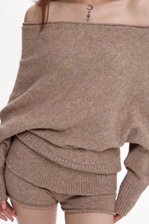 Cute Everyday Outfits, Outfit Inspo Casual Cozy Days Off-Shoulder Loose Sweater