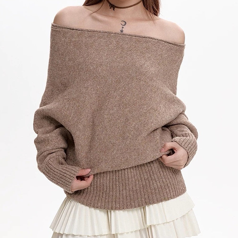 Cute Everyday Outfits, Outfit Inspo Casual Cozy Days Off-Shoulder Loose Sweater