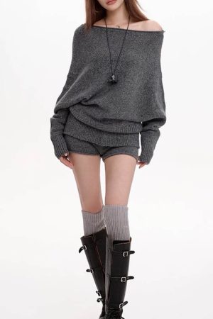 Cute Everyday Outfits, Outfit Inspo Casual Cozy Days Off-Shoulder Loose Sweater