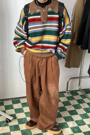 Cute Everyday Outfits, Outfit Inspo Casual Cozy Up Striped Collar Sweater