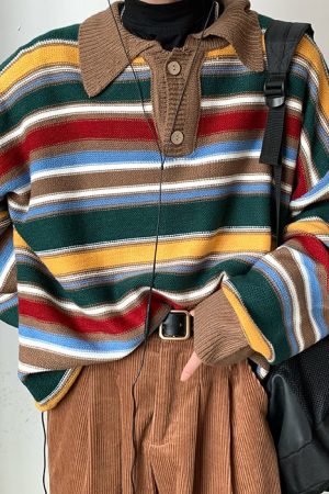 Cute Everyday Outfits, Outfit Inspo Casual Cozy Up Striped Collar Sweater