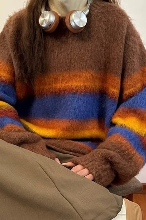 Cute Everyday Outfits, Outfit Inspo Casual Cozy Up Striped Oversized Knit Sweater