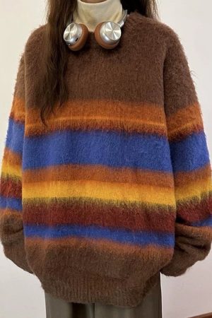 Cute Everyday Outfits, Outfit Inspo Casual Cozy Up Striped Oversized Knit Sweater