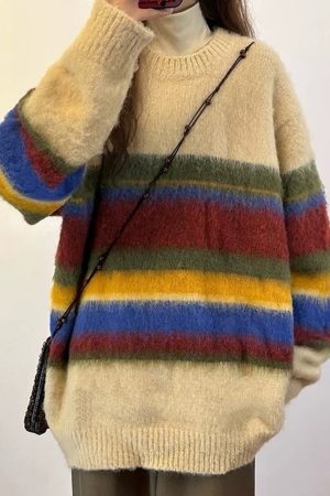 Cute Everyday Outfits, Outfit Inspo Casual Cozy Up Striped Oversized Knit Sweater