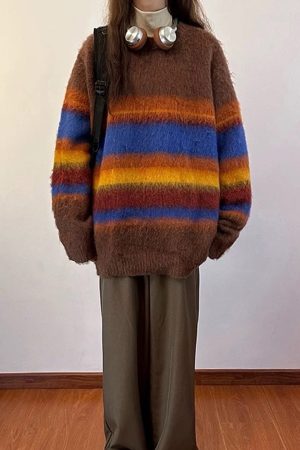 Cute Everyday Outfits, Outfit Inspo Casual Cozy Up Striped Oversized Knit Sweater