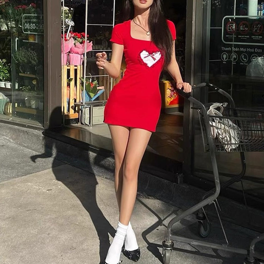 Cute Everyday Outfits, Outfit Inspo Casual Crimson Heart Mini Dress Cute Everyday Outfits, Outfit Inspo Casual Crimson Heart Mini Dress