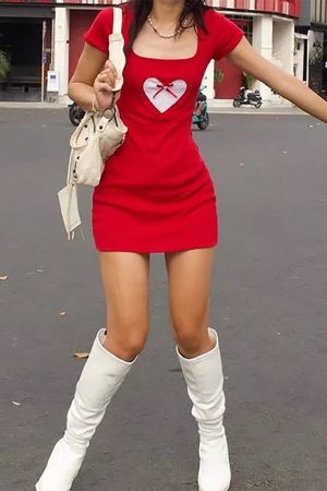 Cute Everyday Outfits, Outfit Inspo Casual Crimson Heart Mini Dress