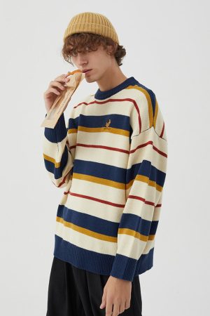 Cute Everyday Outfits, Outfit Inspo Casual Croissant Embridery Striped Pullover