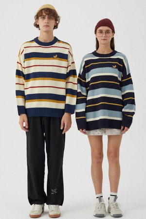 Cute Everyday Outfits, Outfit Inspo Casual Croissant Embridery Striped Pullover