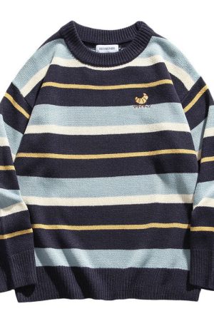 Cute Everyday Outfits, Outfit Inspo Casual Croissant Embridery Striped Pullover