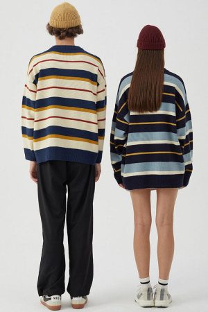 Cute Everyday Outfits, Outfit Inspo Casual Croissant Embridery Striped Pullover