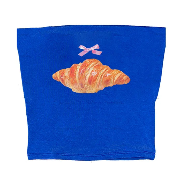 Cute Everyday Outfits, Outfit Inspo Casual Croissant Print Tube Top Cute Everyday Outfits, Outfit Inspo Casual Croissant Print Tube Top