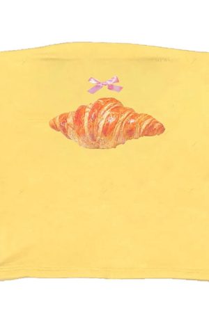 Cute Everyday Outfits, Outfit Inspo Casual Croissant Print Tube Top