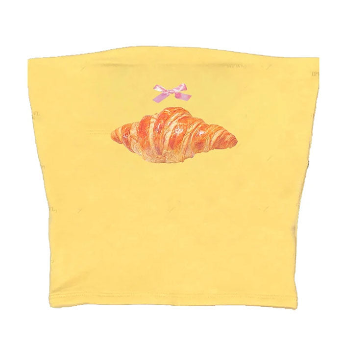 Cute Everyday Outfits, Outfit Inspo Casual Croissant Print Tube Top