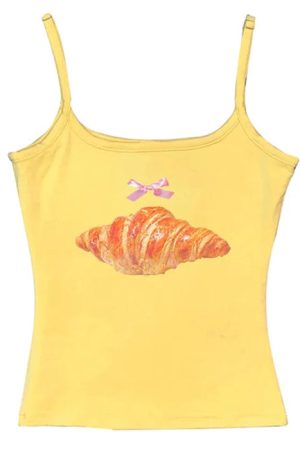 Cute Everyday Outfits, Outfit Inspo Casual Croissant Print Y2K Tank Top