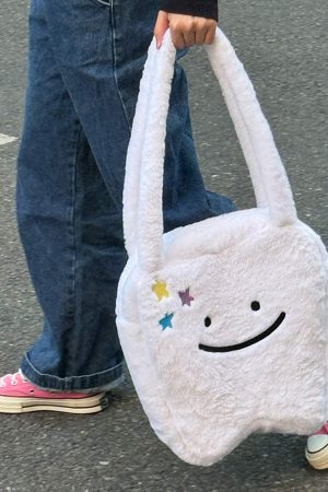 Cute Everyday Outfits, Outfit Inspo Casual Cute Tooth Plush Tote