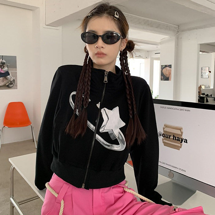 Cute Everyday Outfits, Outfit Inspo Casual Cyber Star Zip Up Top Cute Everyday Outfits, Outfit Inspo Casual Cyber Star Zip Up Top