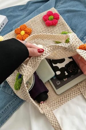 Cute Everyday Outfits, Outfit Inspo Casual Daisy Crochet Tote Bag