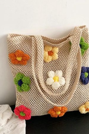 Cute Everyday Outfits, Outfit Inspo Casual Daisy Crochet Tote Bag