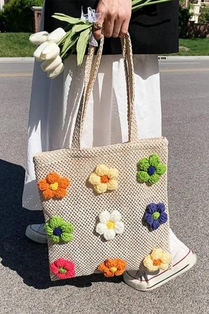 Cute Everyday Outfits, Outfit Inspo Casual Daisy Crochet Tote Bag