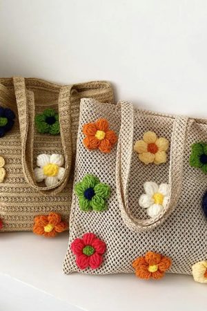 Cute Everyday Outfits, Outfit Inspo Casual Daisy Crochet Tote Bag