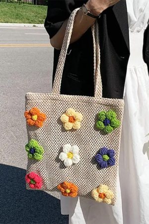 Cute Everyday Outfits, Outfit Inspo Casual Daisy Crochet Tote Bag