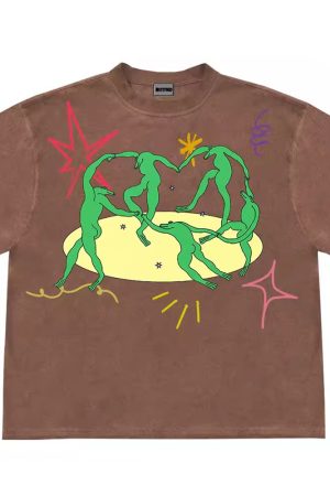 Cute Everyday Outfits, Outfit Inspo Casual Dancing Aliens Graphic T-Shirt