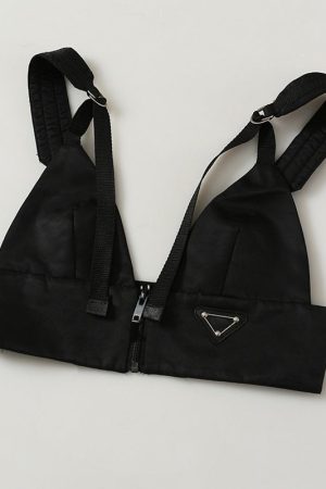 Cute Everyday Outfits, Outfit Inspo Casual Danger Zone Front Zip Buckle Top