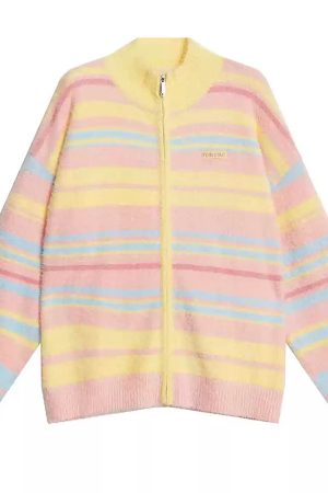 Cute Everyday Outfits, Outfit Inspo Casual Danish Pastel Striped Zip-Up Jumper