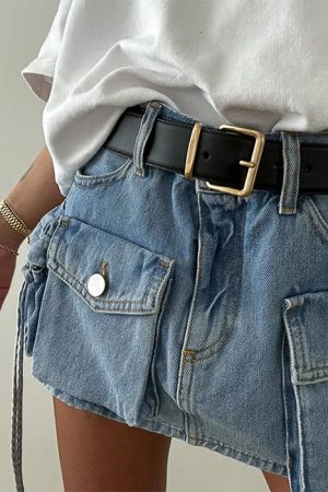 Cute Everyday Outfits, Outfit Inspo Casual Denim Cargo Mini Skirt