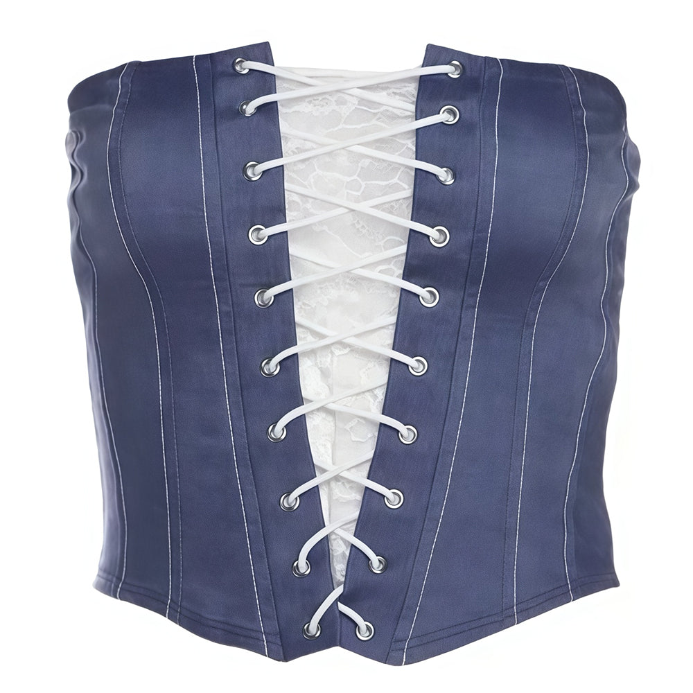 Cute Everyday Outfits, Outfit Inspo Casual Denim Lace-Up Corset Tube Top