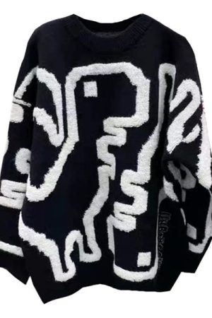 Cute Everyday Outfits, Outfit Inspo Casual Dinosaur Fuzzy Sweater