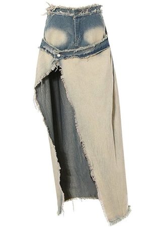 Cute Everyday Outfits, Outfit Inspo Casual Distressed Denim Maxi Skirt