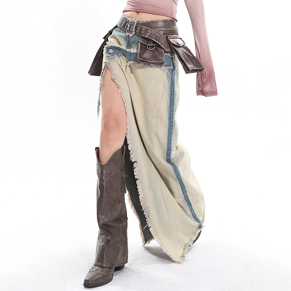 Cute Everyday Outfits, Outfit Inspo Casual Distressed Denim Maxi Skirt Cute Everyday Outfits, Outfit Inspo Casual Distressed Denim Maxi Skirt