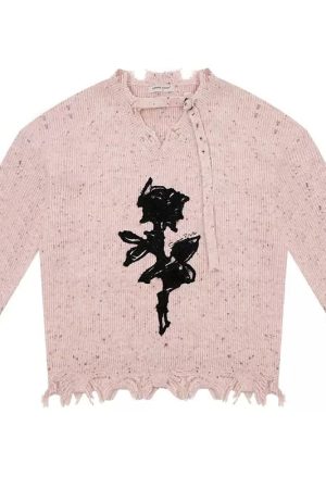 Cute Everyday Outfits, Outfit Inspo Casual Distressed Rose Print Sweater