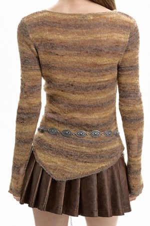 Cute Everyday Outfits, Outfit Inspo Casual Distressed Striped Knit Sweater