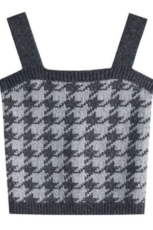 Cute Everyday Outfits, Outfit Inspo Casual Dogtooth Check Top & Sweater Co-Ord