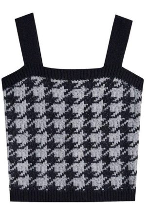 Cute Everyday Outfits, Outfit Inspo Casual Dogtooth Check Top & Sweater Co-Ord