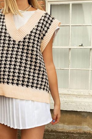 Cute Everyday Outfits, Outfit Inspo Casual Dogtooth Check Vest