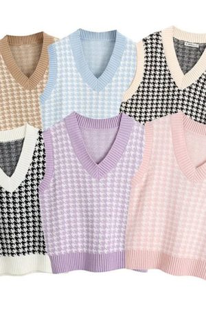 Cute Everyday Outfits, Outfit Inspo Casual Dogtooth Check Vest