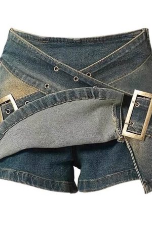 Cute Everyday Outfits, Outfit Inspo Casual Double Buckle Denim Mini Skirt