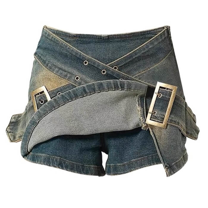 Cute Everyday Outfits, Outfit Inspo Casual Double Buckle Denim Mini Skirt Cute Everyday Outfits, Outfit Inspo Casual Double Buckle Denim Mini Skirt