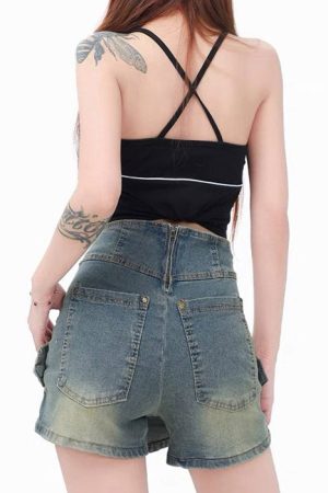 Cute Everyday Outfits, Outfit Inspo Casual Double Buckle Denim Mini Skirt