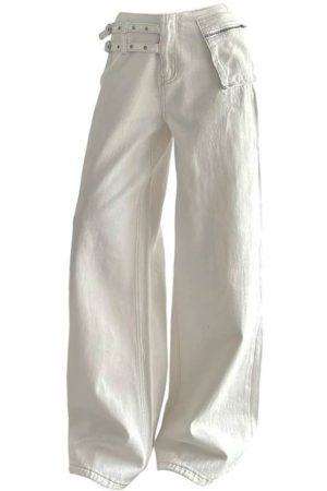 Cute Everyday Outfits, Outfit Inspo Casual Double-Buckle Wide Leg Jeans