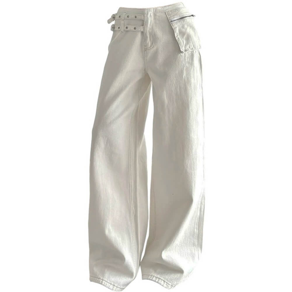 Cute Everyday Outfits, Outfit Inspo Casual Double-Buckle Wide Leg Jeans