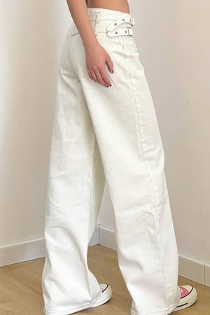 Cute Everyday Outfits, Outfit Inspo Casual Double-Buckle Wide Leg Jeans