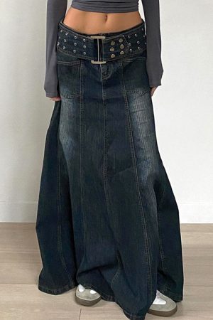 Cute Everyday Outfits, Outfit Inspo Casual Downtown Belted Denim Maxi Skirt