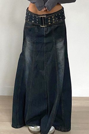 Cute Everyday Outfits, Outfit Inspo Casual Downtown Belted Denim Maxi Skirt