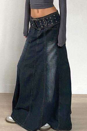 Cute Everyday Outfits, Outfit Inspo Casual Downtown Belted Denim Maxi Skirt