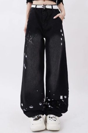 Cute Everyday Outfits, Outfit Inspo Casual Downtown Girl Black Star Jeans